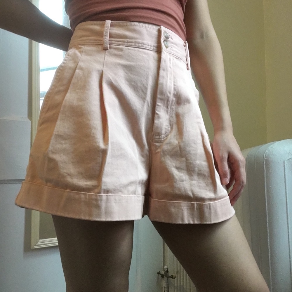 Pink pleated Madewell trouser shorts